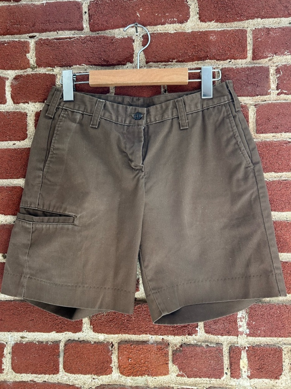 Mid rise chocolate brown Utility Shorts